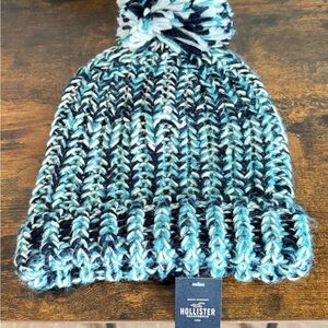 NWT Hollister Multicolor Knit Beanie with Pom-Pom